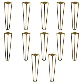Kit 12 Pés De Metal 30 Cm Mesa De Canto Rack E Puffs Dourado