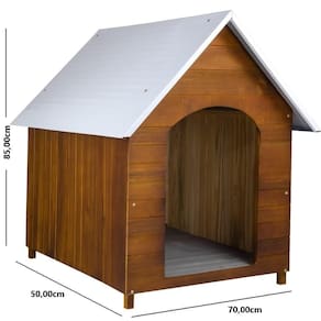 Casinha De Cachorro Telhado Galvanizado Em Madeira N° 4