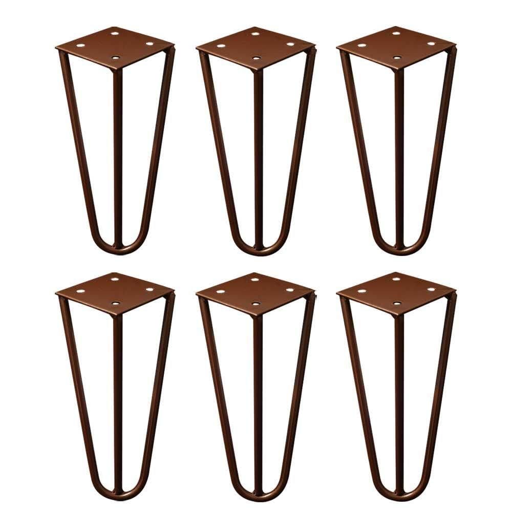 Kit 6 Pés De Metal 15 Cm Mesas De Centro Puffs Bronze