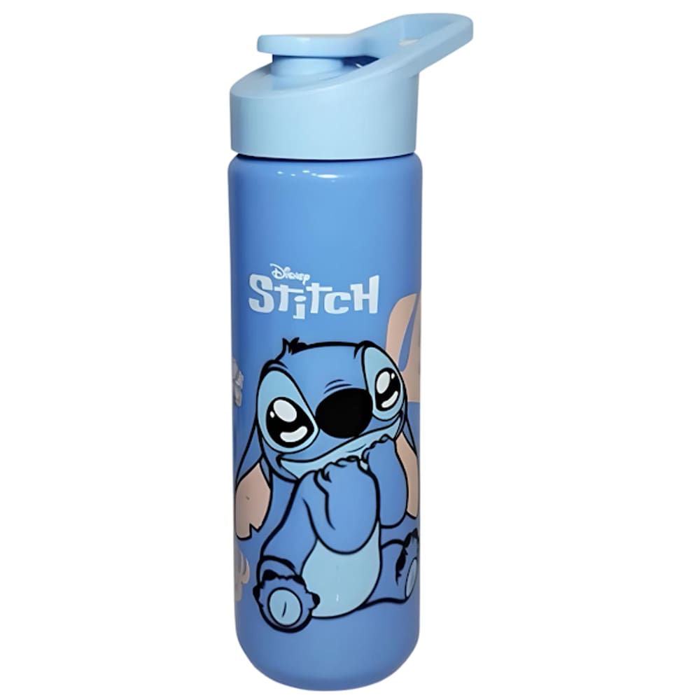 Garrafa Squeeze Plástico Stitch Tampa E Alça Infantil 700ML