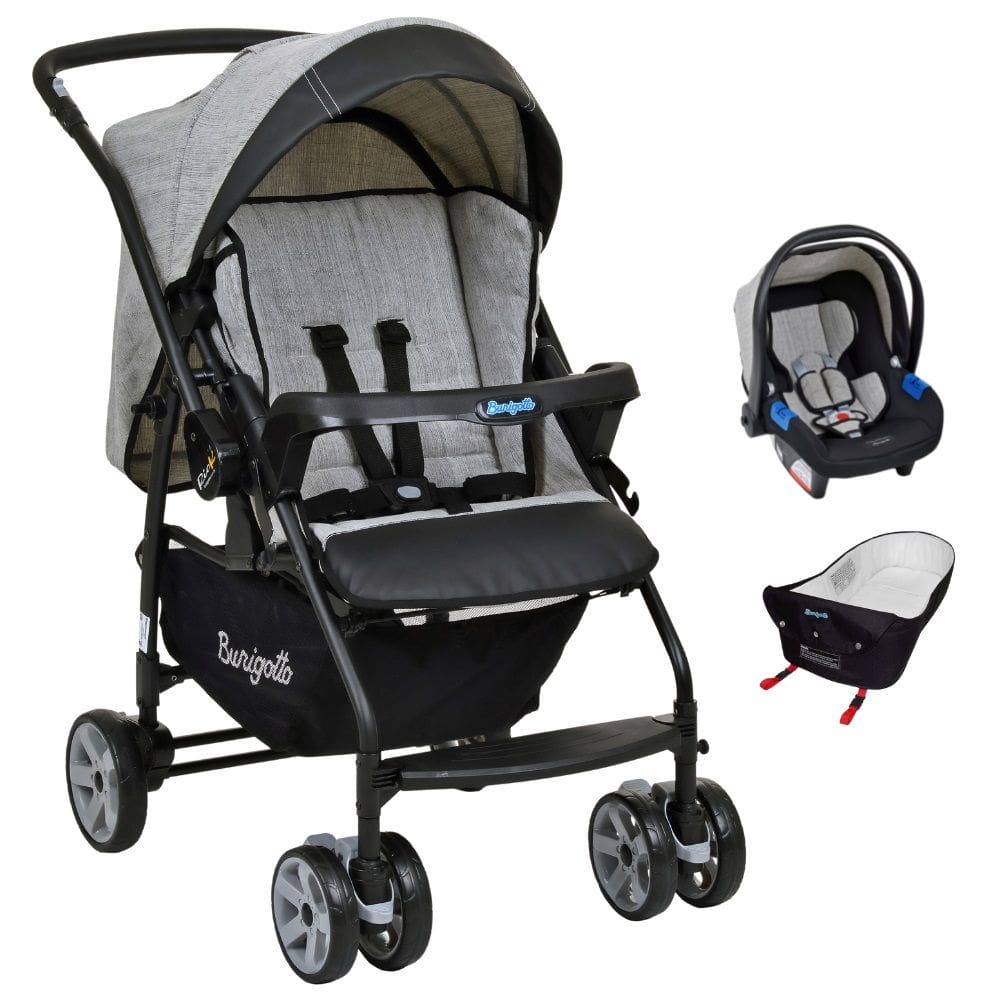Carrinho Rio K + Cadeira Touring X Mesclado Cinza + Ninho - Burigotto