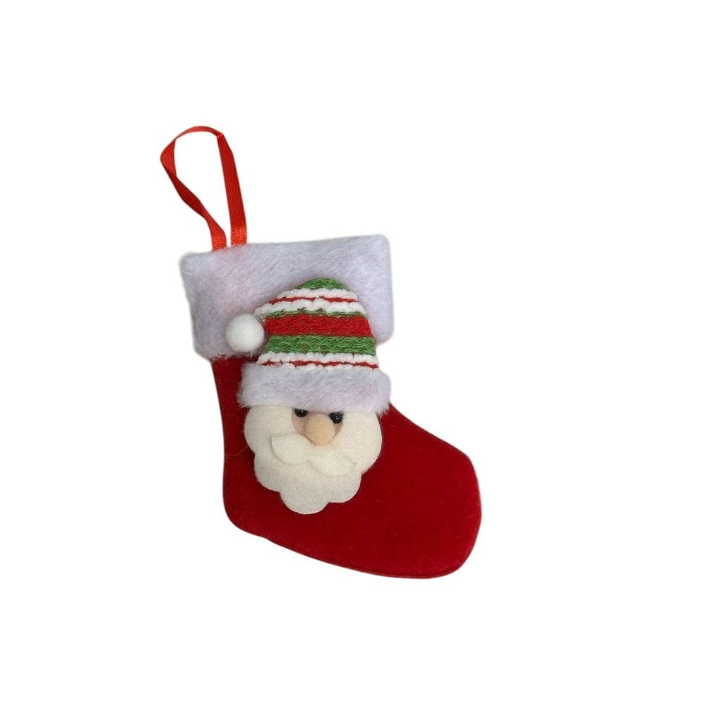 Pendente Bota Papai Noel Pelúcia Enfeite Natalino 13cm