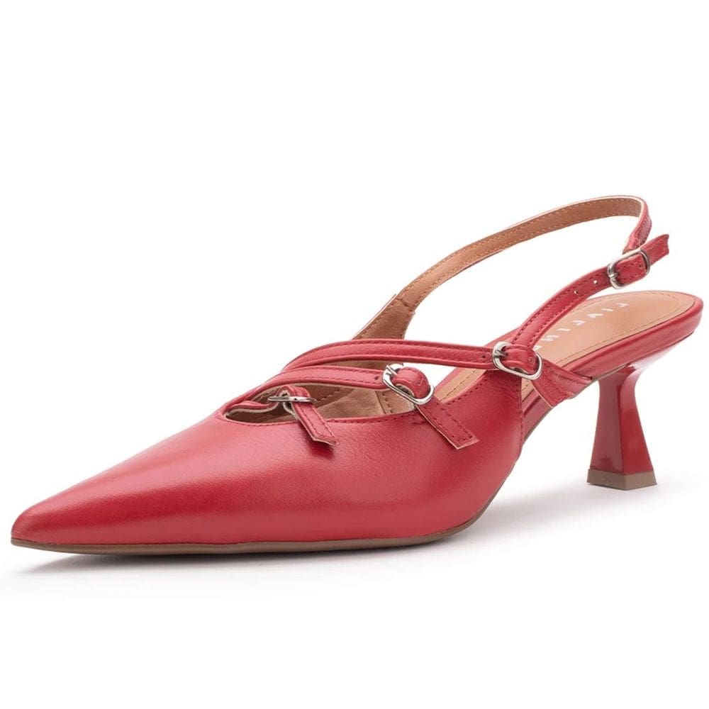 Sapato Scarpin Slingback Feminino Couro Lia Line