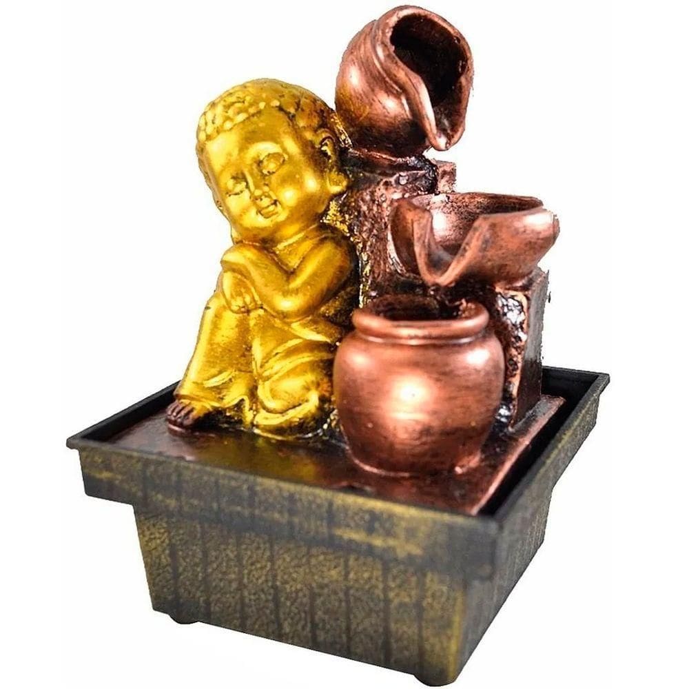 Fonte De água Cascata Buda 3 Quedas Decoração Resina Bivolt