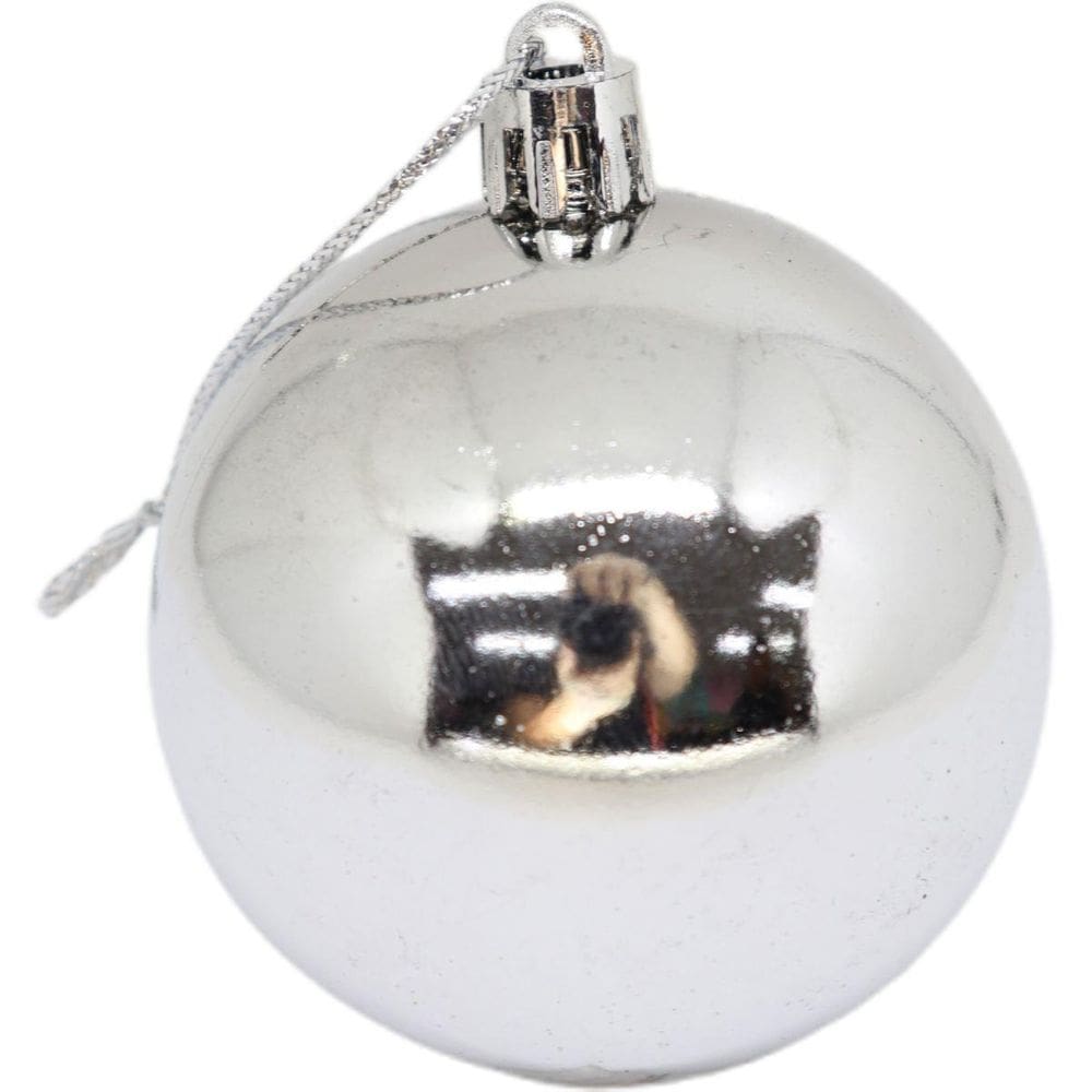 Enfeites Para Decoracao Natal Bola 4Cm Cor Prata Pct.C/06