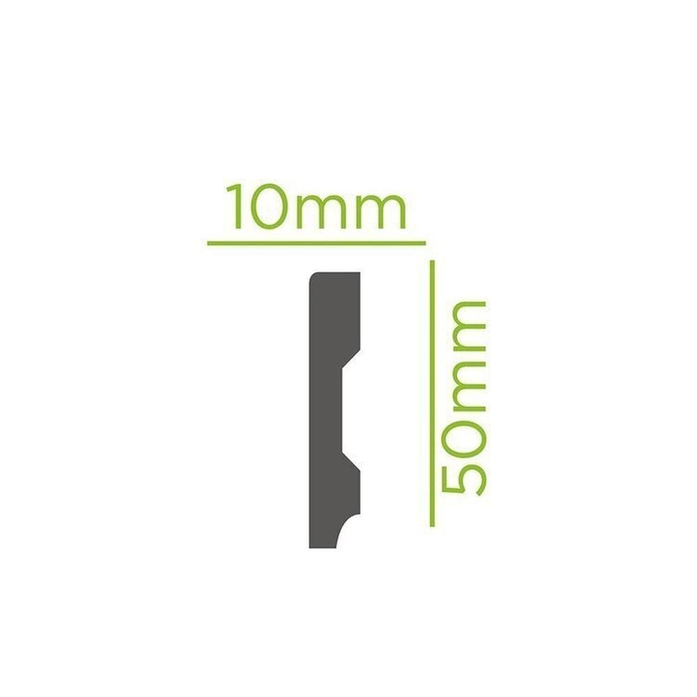 Kit com 30 Barras Rodapé de Poliestireno Slim 5cm X 10mm Liso 72m Branco