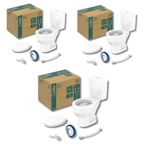 Kit 3 Vaso Sanitário com Caixa Acoplada e Assento Soft Close Acesso Confort Celite Branco