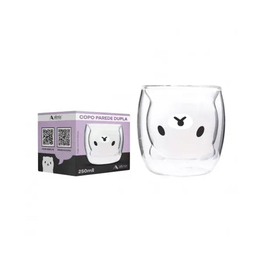 Copo Borossilicato Parede Dupla 250ML - Urso