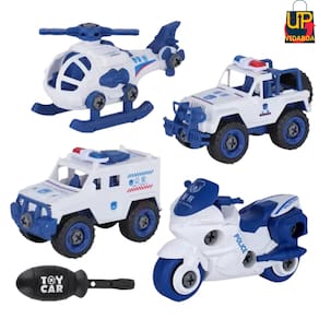 Kit Completo Policia 7 peças 4 Veiculos e 3 Acessorios
