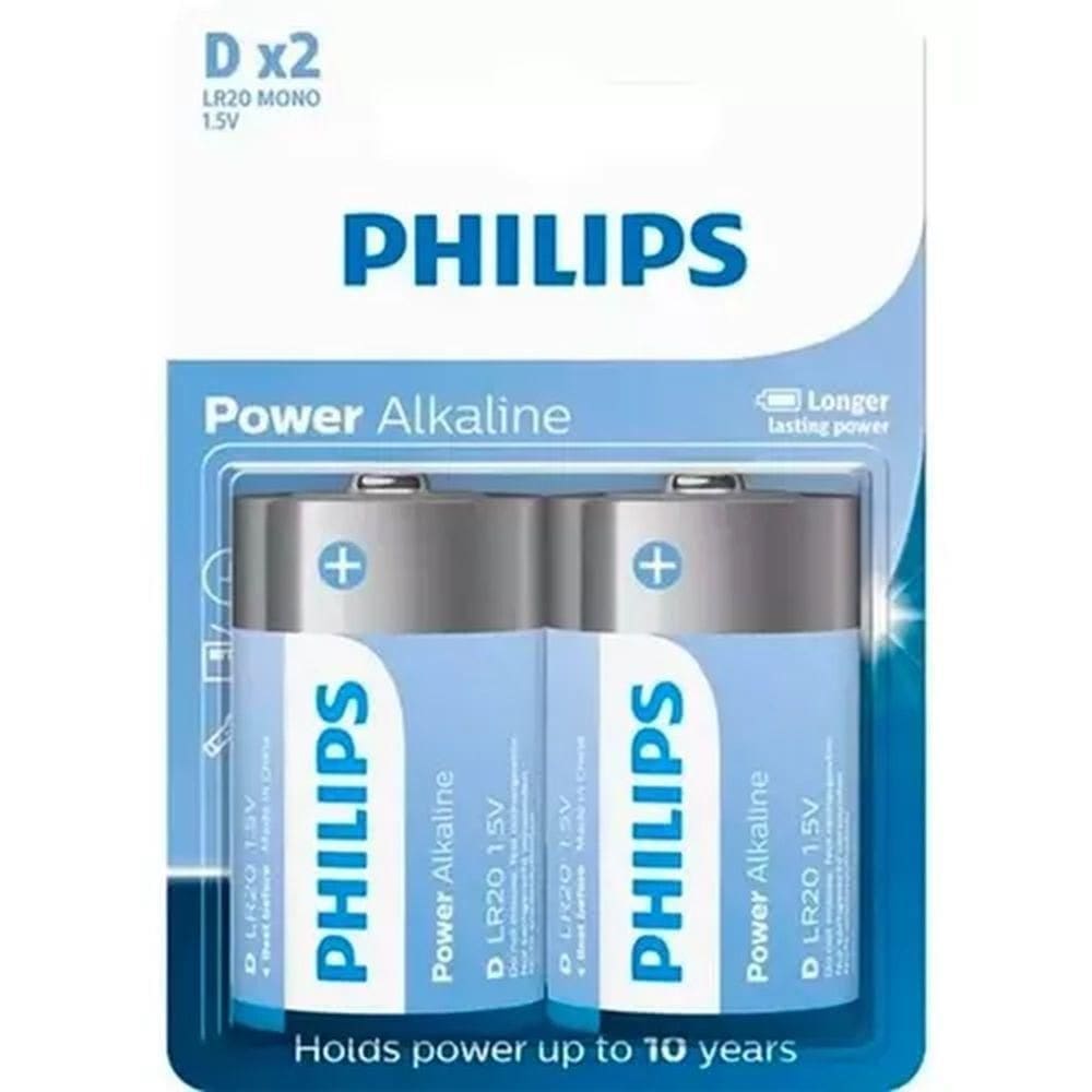 Pilha Alcalina D Grande Philips Com 2 Unidades LR14P2B/59 - Philips