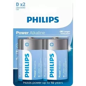 Pilha Alcalina D Grande Philips Com 2 Unidades LR14P2B/59 - Philips