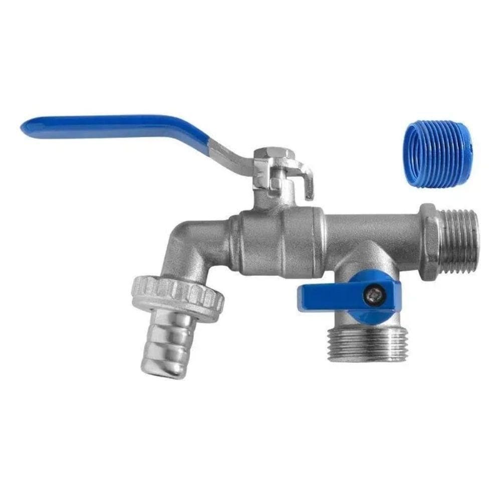 Torneira De Parede Para Tanque E Máquina De Lavar 2 Saídas Anti Ferrugem 1/2"x3/4" - Higiban