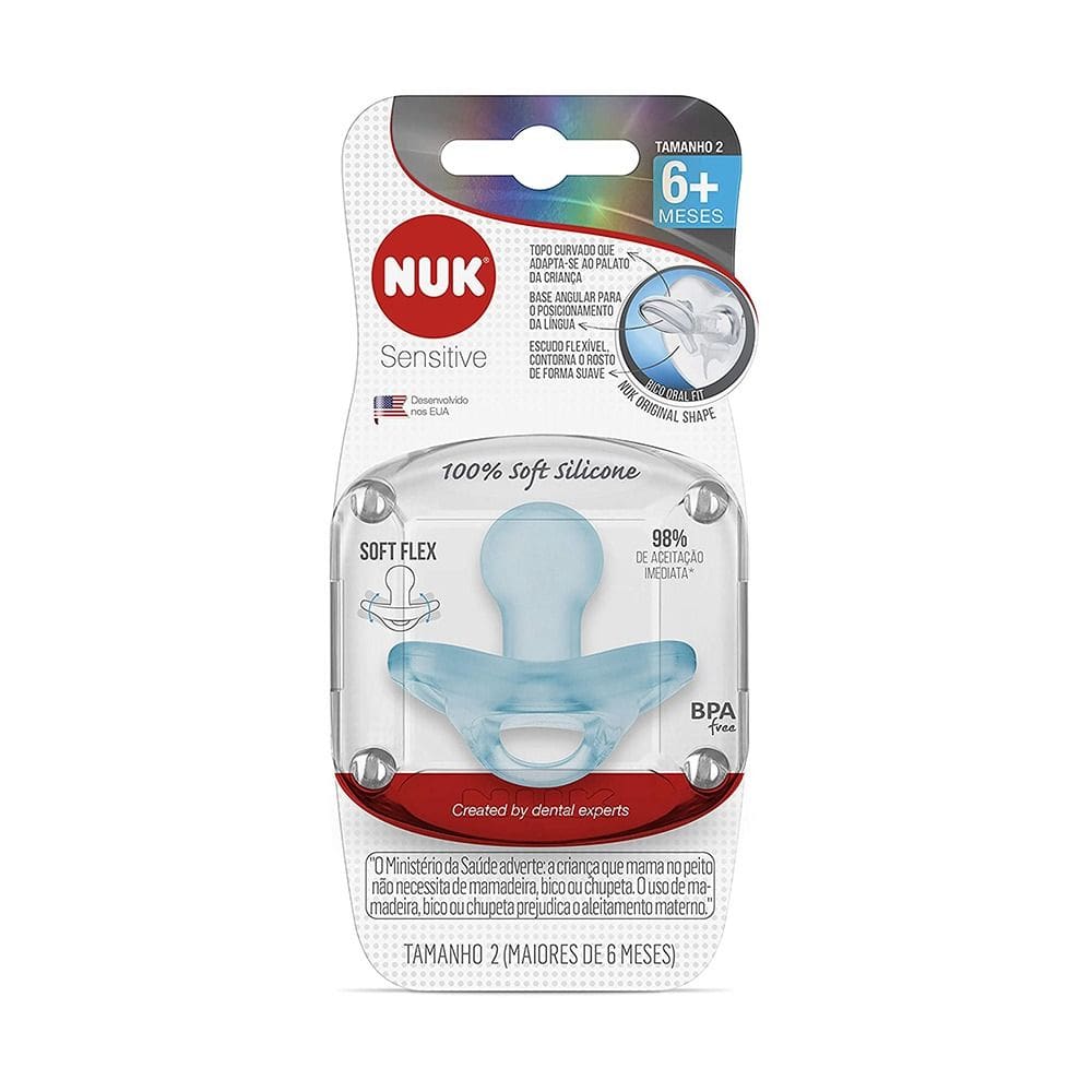 Chupeta NUK Sensitive Soft Azul Tamanho 2 (6 a 18 Meses