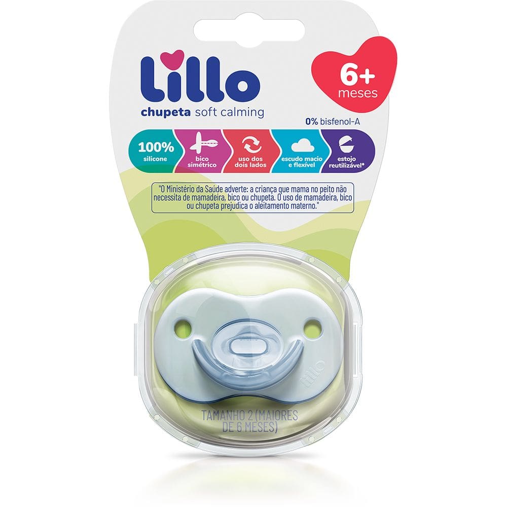 Chupeta Soft Calming Silicone Tamanho 2 Azul  Lillo (6 a 12 Meses)