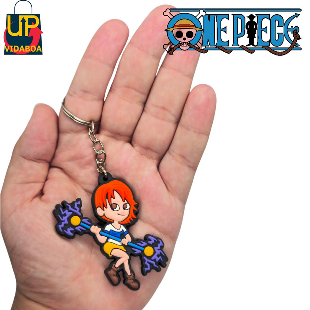 Chaveiro One Piece  - Nami - com bastão de Raio