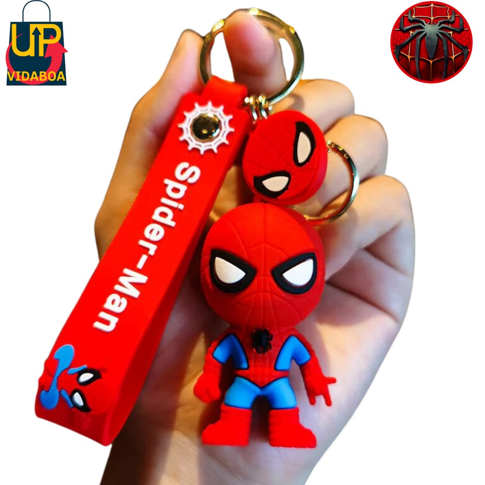 Chaveiro Marvel  - com Boneco Homem Aranha Vermelho e azul