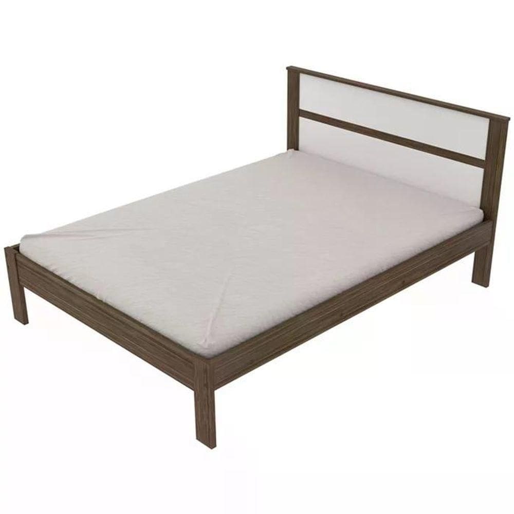 Cama Casal Cm8005 Nogal Branco Tecno Mobili Nogal Branco