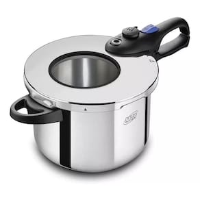 Panela De Pressão Em Aço Inox Premium Com Visor 6 Litros Mta Cor Aço Inox