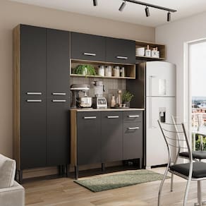 Cozinha Compacta Arizona Glam Carvalho Com Preto Carraro