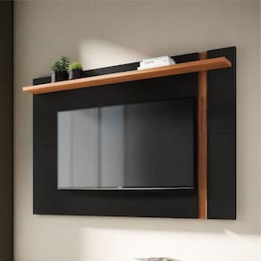 Painel Para Tv Extensível Com Prateleiras Janel Preto Noce