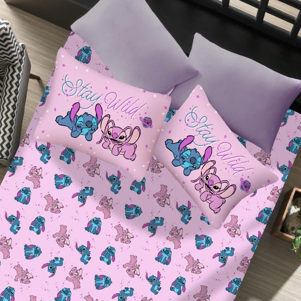 Jogo De Lençol Casal Infantil Em Malha Personagens Disney 3 Peças
