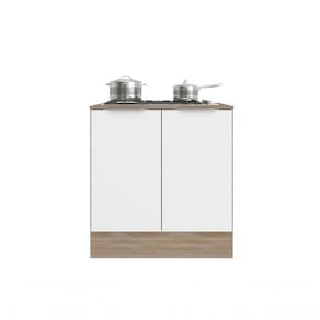 Balcão Cooktop 0,80Cm C/ Tampo Ferrara Carvalho Oak/Branco