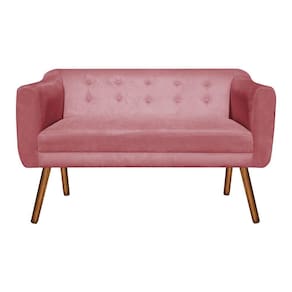 Sofá Retrô Namoradeira Julia 2 Lugares Suede Rose - Drossi
