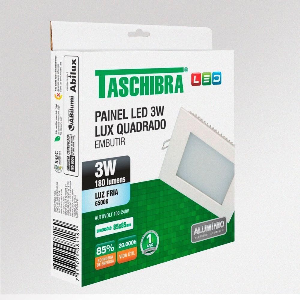Painel De Led Quadrado Embutir 3w Bivolt Taschibra 6500k Luz Fria