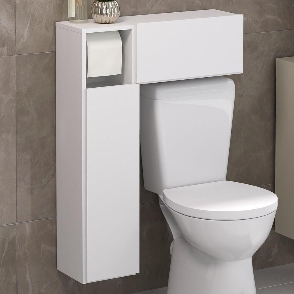 Armário De Banheiro Para Vaso Sanitário Com Suporte Para Papel E 2 Portas Multimóveis Fg3054 Branco