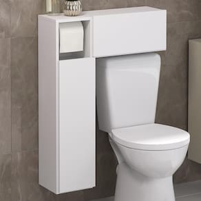 Armário De Banheiro Para Vaso Sanitário Com Suporte Para Papel E 2 Portas Multimóveis Fg3054 Branco
