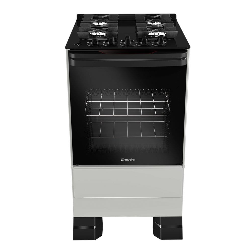 Fogão 4 Bocas a Gás Mueller MFV4BF Mesa de Vidro Acendimento Automático Titânio Bivolt