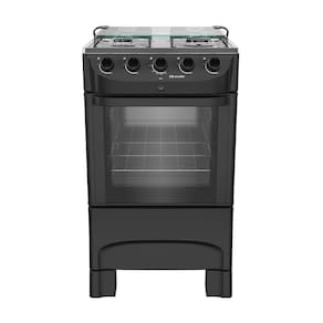 Fogão 4 Bocas a Gás Mueller MFI4BB Mesa Inox e Acendimento Automático Preto Fosco Bivolt