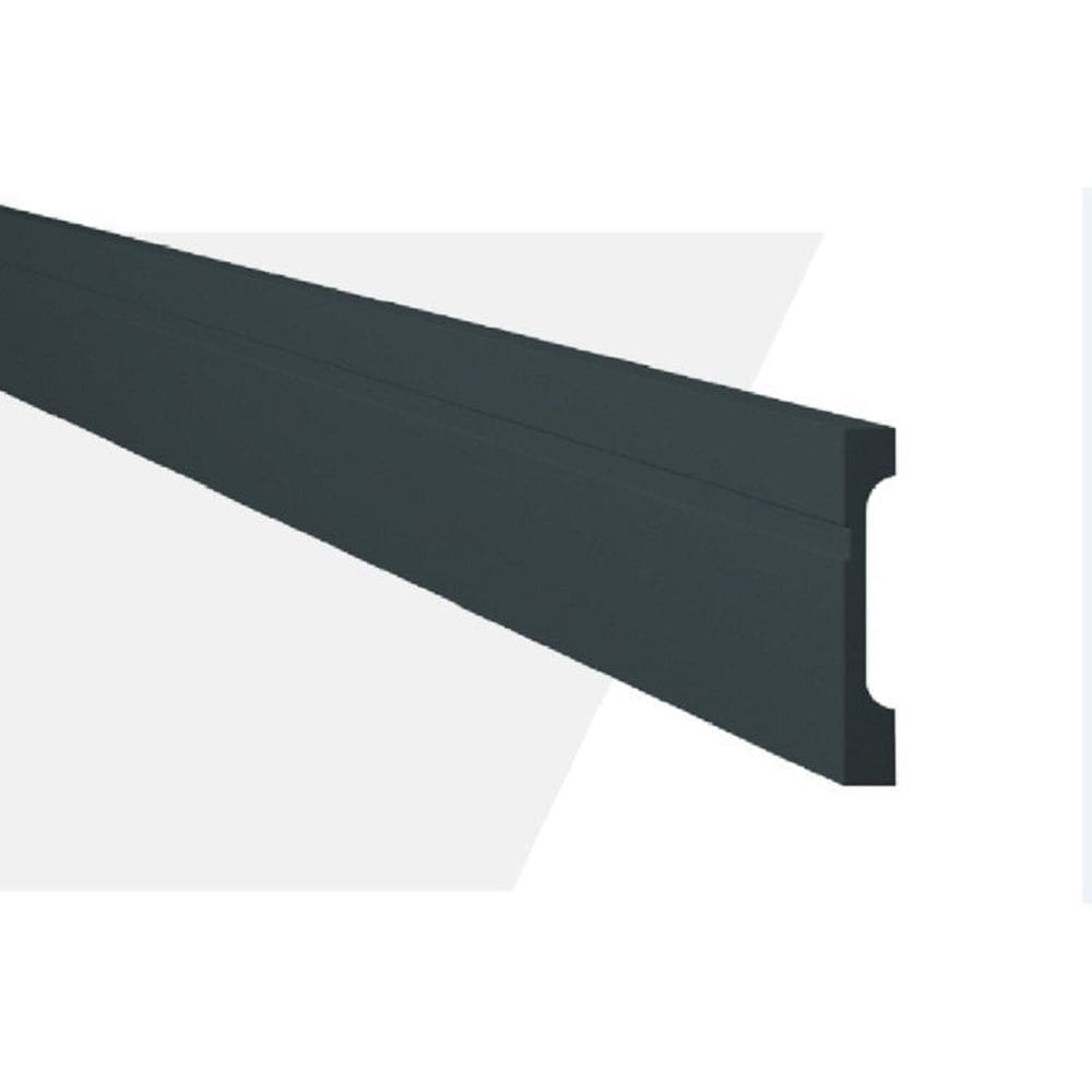 Kit com 5 Barras Rodapé de Poliestireno com Friso Mf7 18mm X 244cm X 7cm 12m Preto