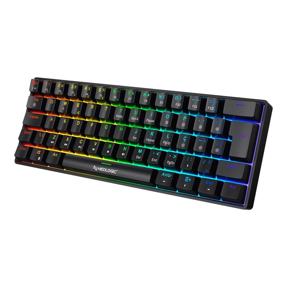 Teclado Gamer Mecânico Neologic Precision Pro Dark 60% Rgb Hot Swap 61 Teclas Switch Blue Preto Cabo Tipo C - Prodrk-Blue