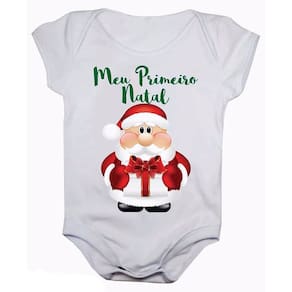 Body de bebê manga curta meu primeiro natal papai noel
