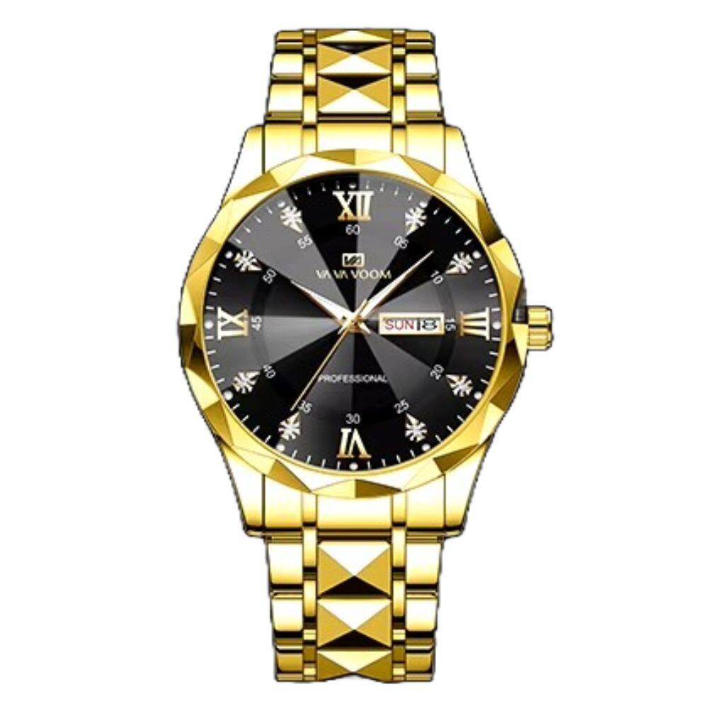 Relógio De Pulso Masculino Luxo Pulseira De Aço Va Va Voom