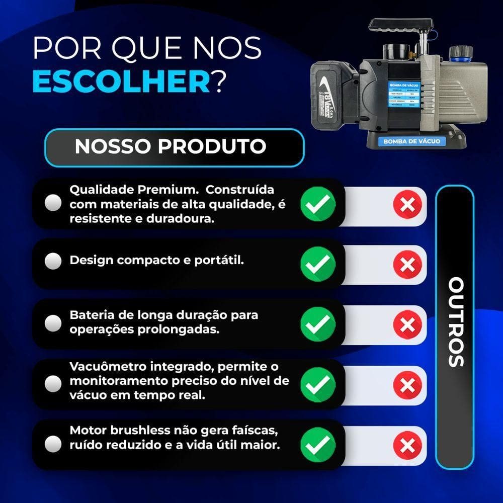 Bomba De Vacuo 3cfm A Bateria C- Vacuometro Integrado Hiatsu