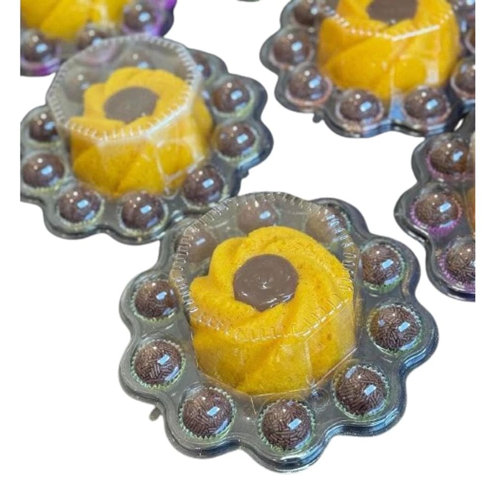 Kit 48 Unidades Embalagem Flip Mini Festa (Mini Bolo + 10 Docinhos)