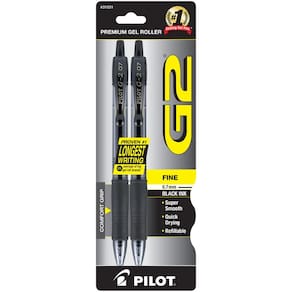 Canetas de rolo de gel Pilot G2 Premium Fine Point 0,7 mm pretas x2