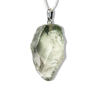 Colar Pontinha Bruto Prasiolita Pedra Natural Pino Prata 950