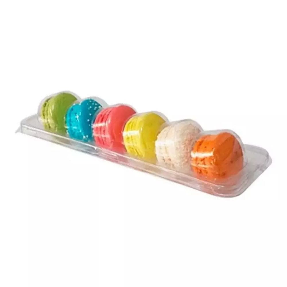 Embalagem Flip para Macarons e Mini Donuts com 6 Cavidades 10 Peças (Ideal para transportar 6 Macarons)