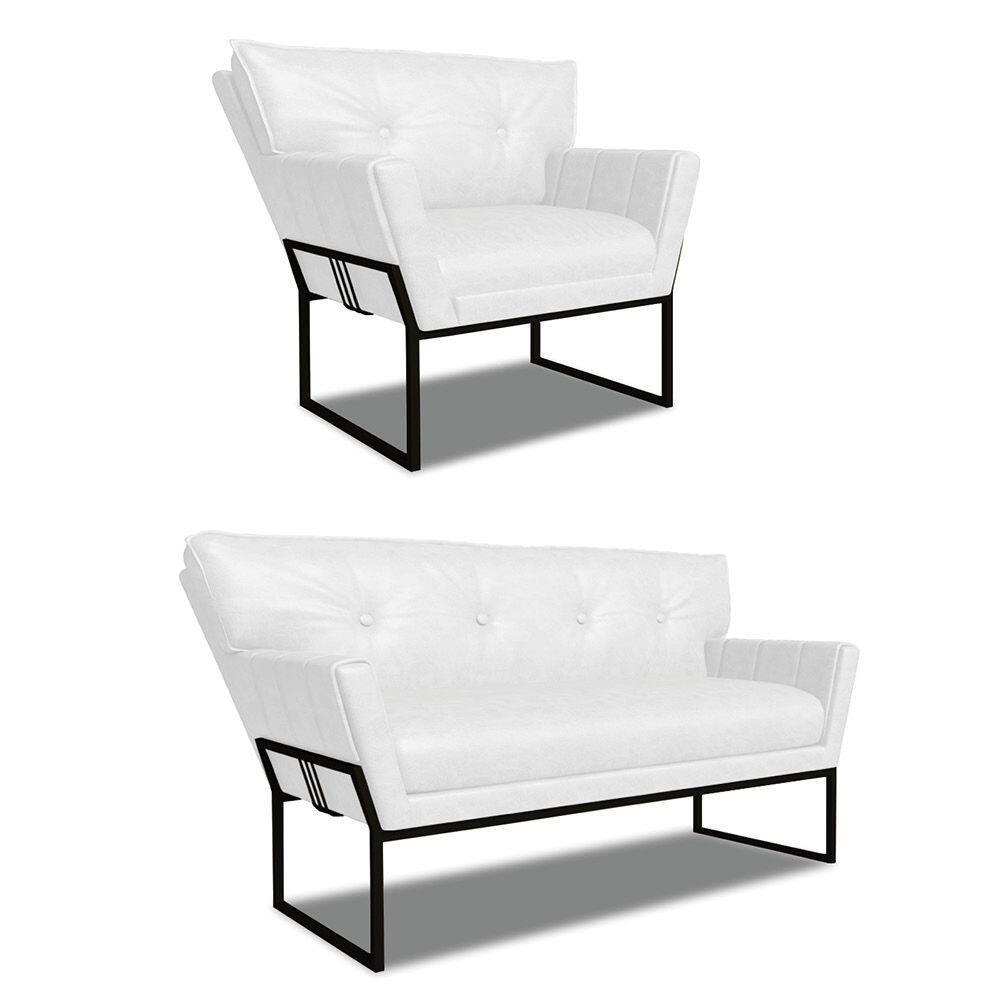 Namoradeira e Poltrona Industrial Pto Anitta Sintético PU Branco D03 - D`Rossi