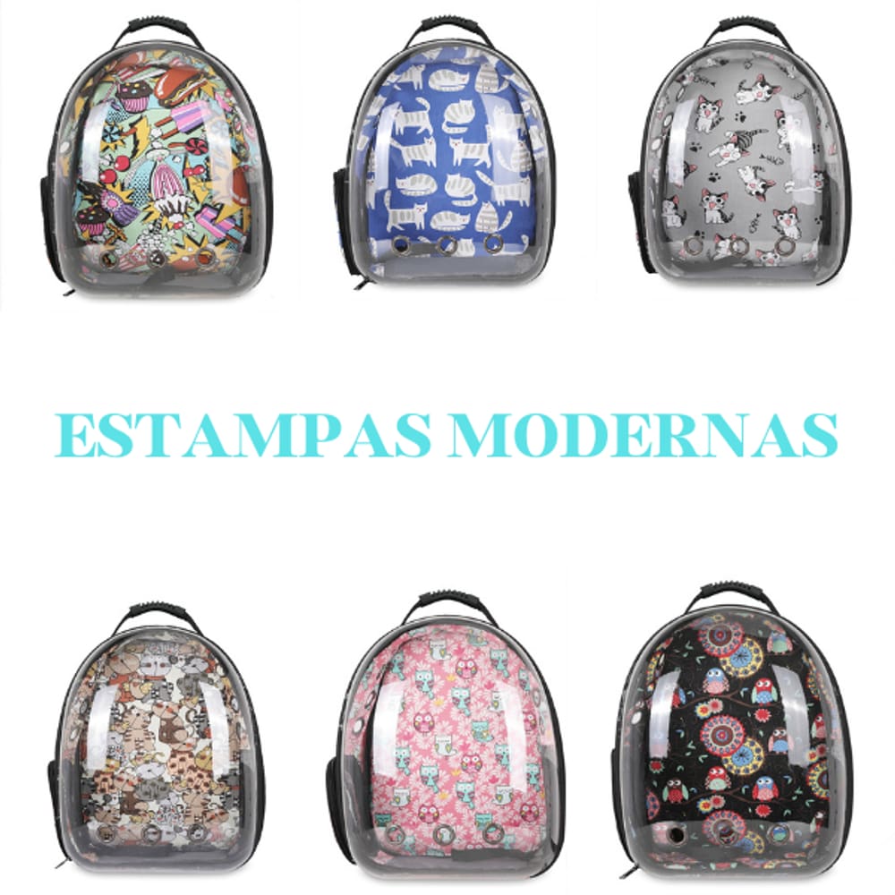 Mochila Astronauta Para Transporte Pet Visão Panorâmica Estampada Para Animais Cães Gato Calopsita