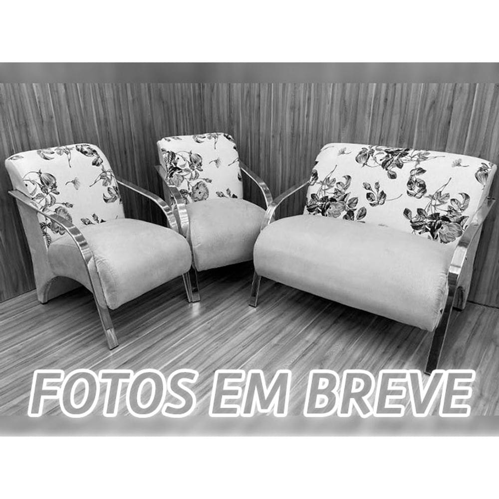 Conjunto Poltronas Braço Alumínio Marrom/Floral 603/425 México