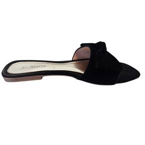 Rasteirinha Feminina Sandalia Rasteira Laço Preto Fashion