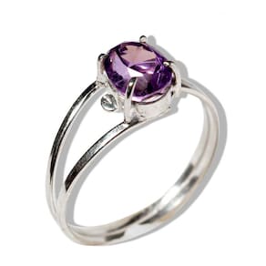 Anel Nlux Ametista Cabochão Facetado Ajustável Prata 950