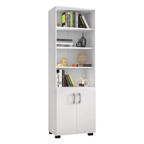 Livreiro Office Com Portas Pequenas Branco Trama - Móveis Leão