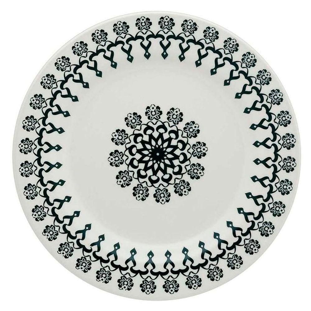 Prato Raso De Cerâmica Estampa Donna Folk 24cm 1 Unidade - Biona 061404