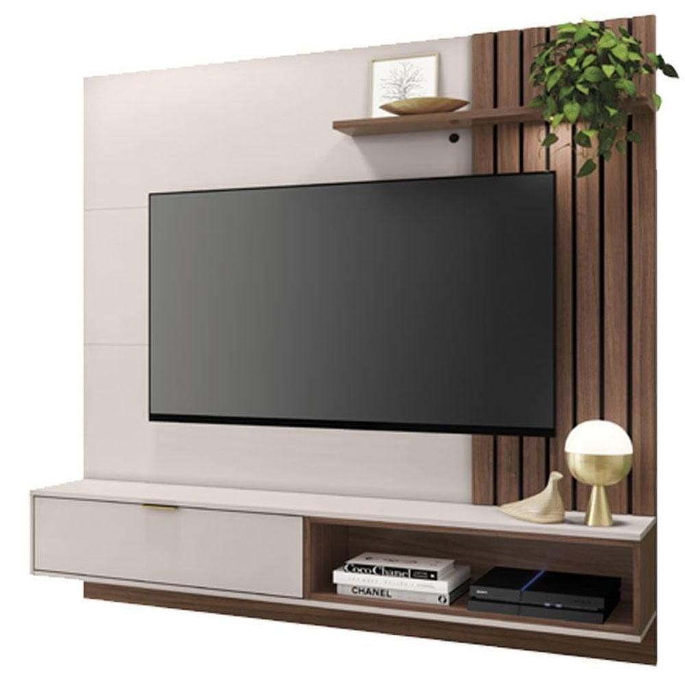 Painel Para Tv Suspenso Tocantins 1.8 Off White Nogueira Real - Colibri