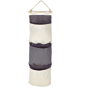 Organizador 3 Bolsos De Lona E Corda Para Pendurar - Tramontina Cinza Com Bege 91751/034